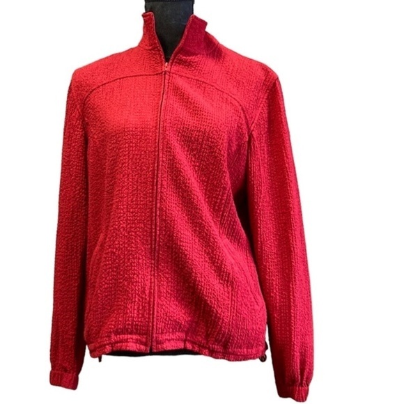 ORVIS‎ VINTAGE 1990s Crinkle
Waffle Crepe Zip Up Jacket Sz S - Picture 1 of 10